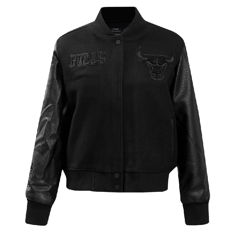 NBA CHICAGO BULLS TRIPLE BLACK WOOL WOMEN'S VARSITY JACKET (TRIPLE BLACK)