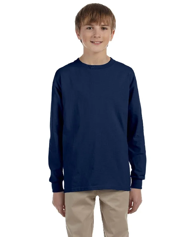 Jerzees Youth 5.6 oz. 50/50 Heavyweight Blend Long Sleeve T-Shirt | J Navy