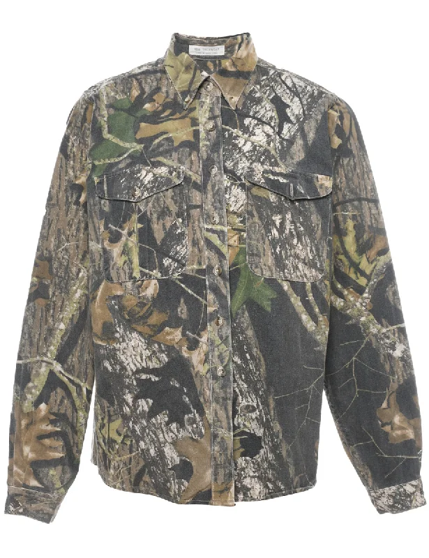 Camouflage Print Denim Shirt - M