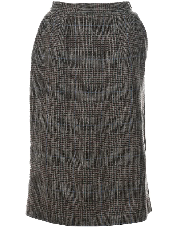 Checked Pencil Skirt - S