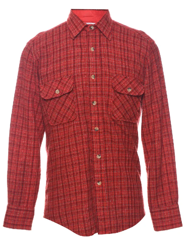 Checked Red 1990s Flannel Shirt - M