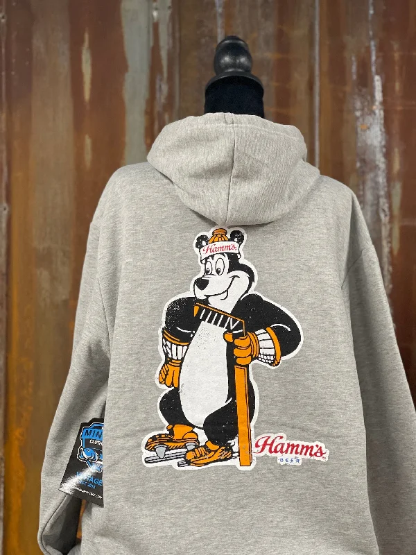 Hamm's Hockey Bear Hoodie- Heather Grey