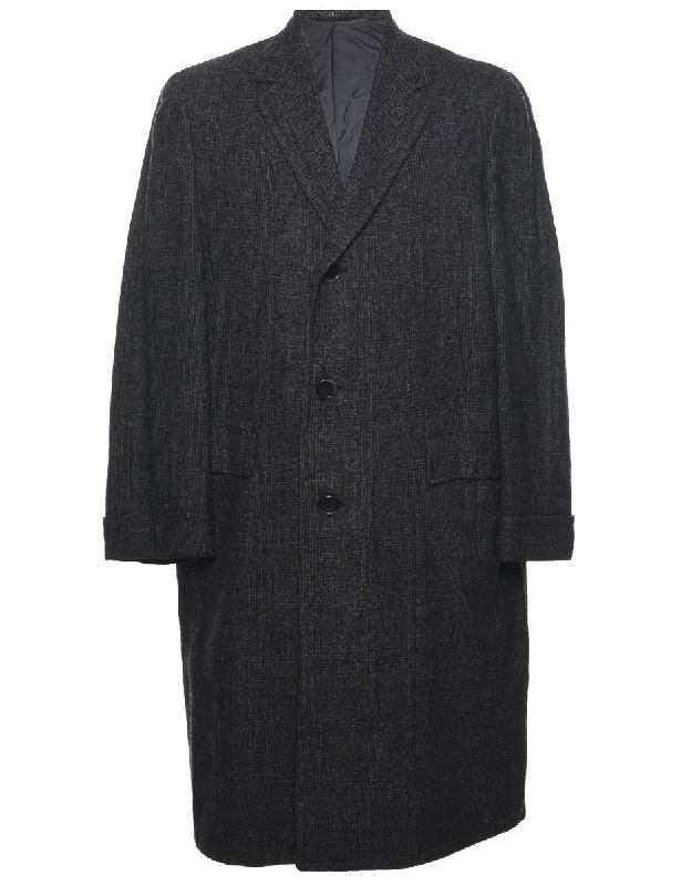 Checked Wool Coat - L