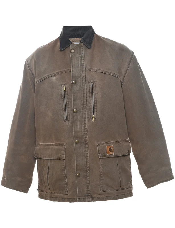 Carhartt Brown Contrast Collar Workwear Jacket - L