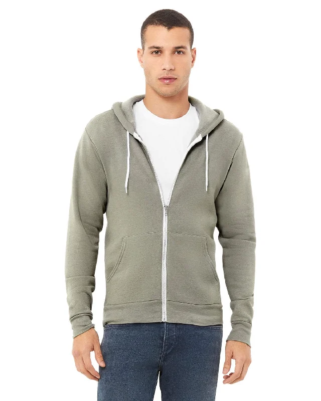 Bella+Canvas Unisex Poly-Cotton Fleece Full-Zip Hoodie | Heather Stone