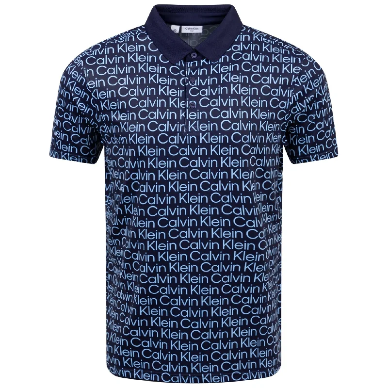 Calvin Klein Print Stretch Polo Evening Blue - SS24