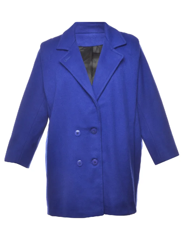 Classic Blue Wool Coat - L