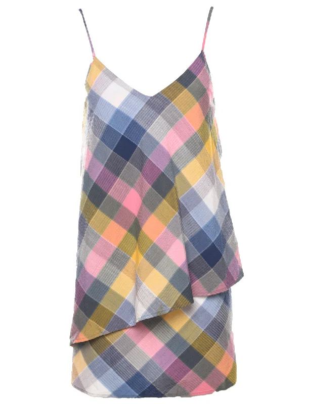 Checked Mini Dress - S