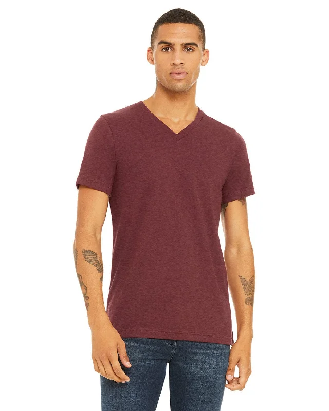 Bella+Canvas Unisex V-Neck T-Shirt | Heather Cardinal