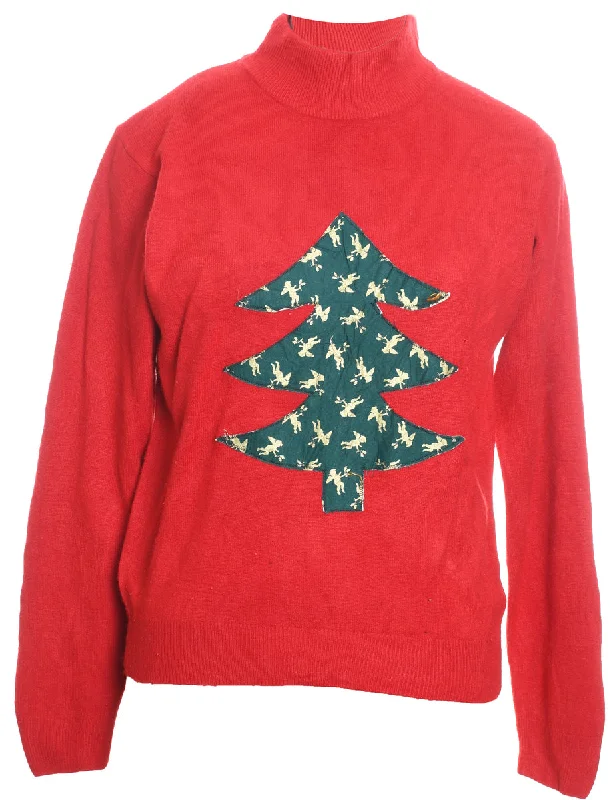 Christmas Tree Print Jumper - M