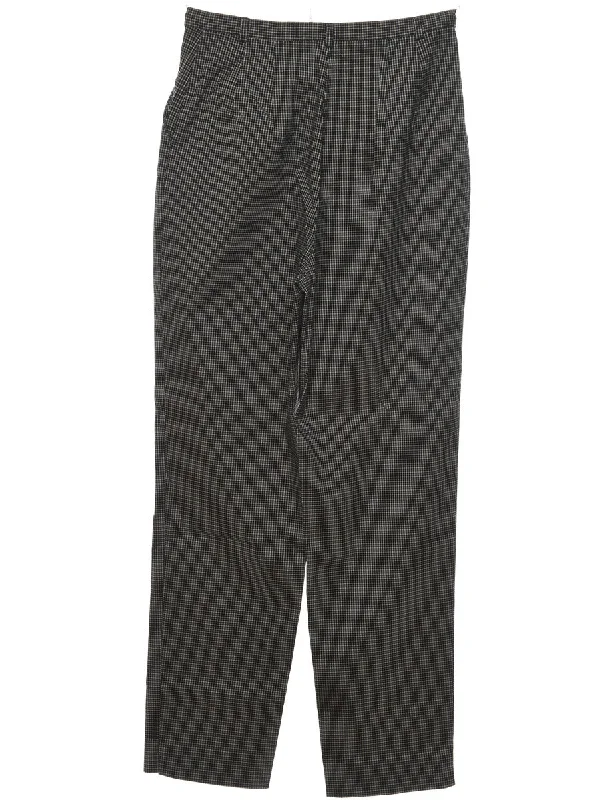 Checked Black & Off-White 1990s Trousers - W28 L31