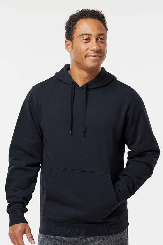 Augusta Sportswear Mens Fleece Hooded Sweatshirt Hoodie w/ Pouch Pocket - Black - Closeout