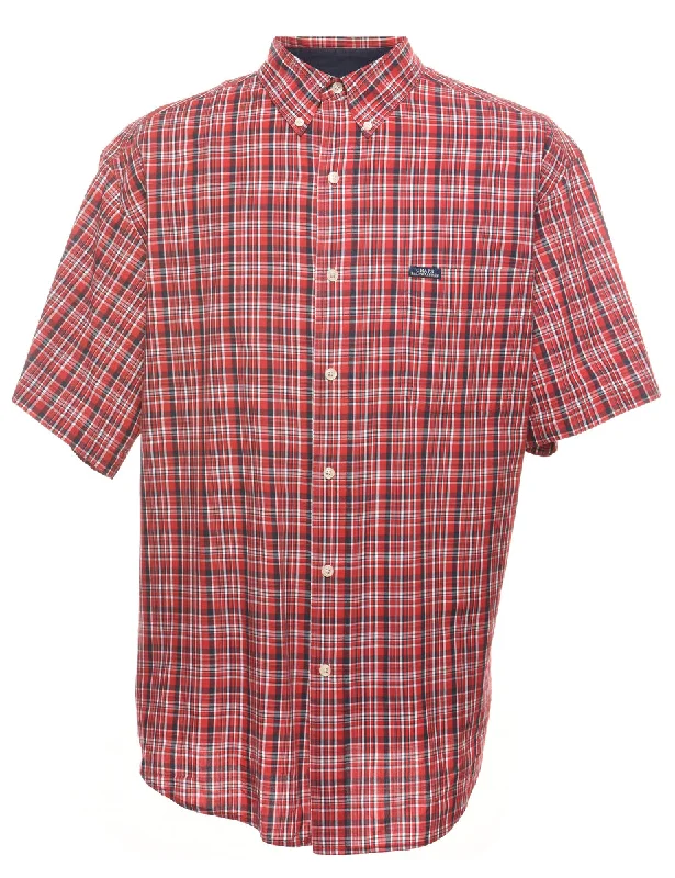 Chaps Checked Red Short Sleeve Shirt - XL