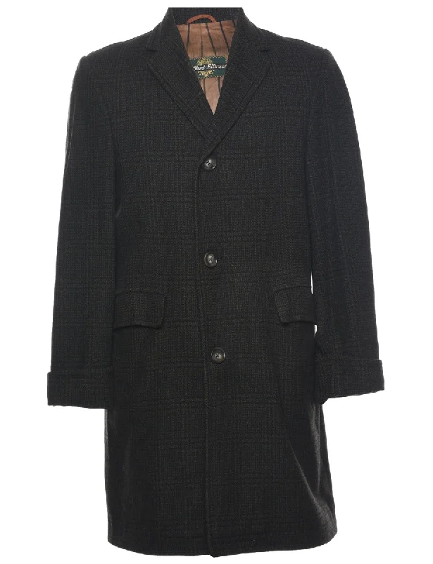 Checked Pattern Wool Coat - M