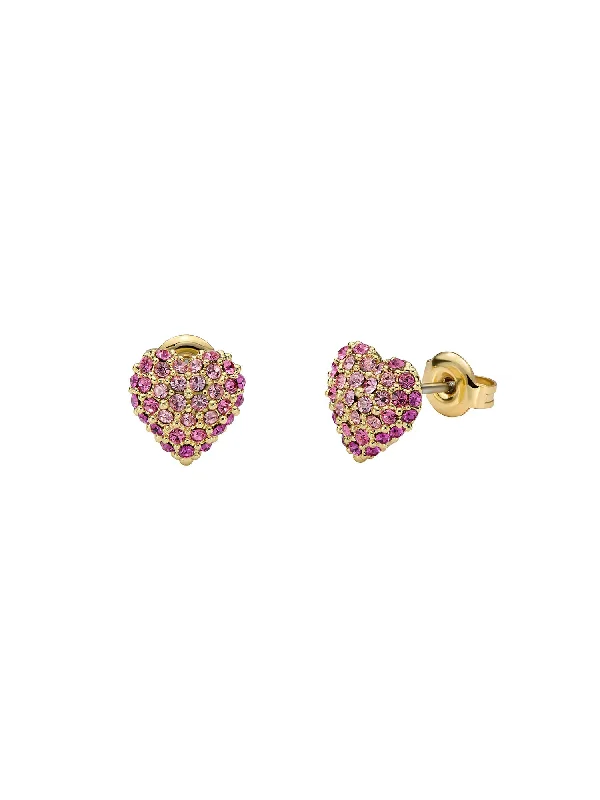 Adoraa Crystal Sweetheart Stud Earrings Gold