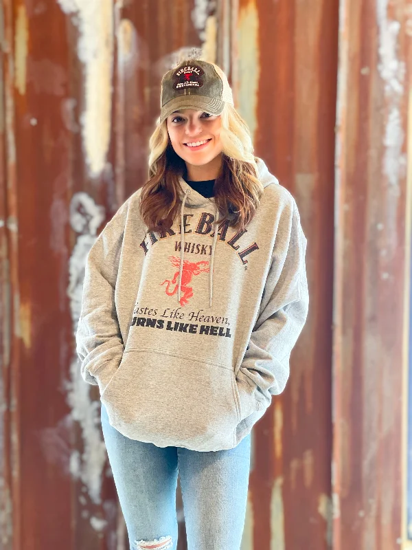 Fireball Label Hoodie- Heather Grey CLEARANCE