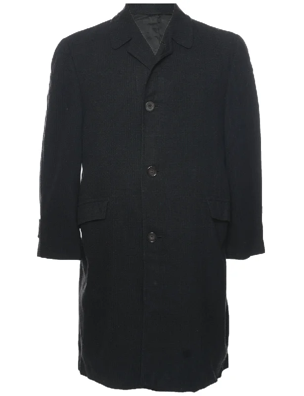 Checked Wool Coat - M