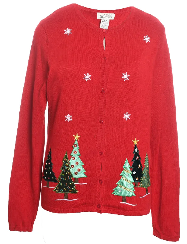 Christmas Tree Design Cardigan - M