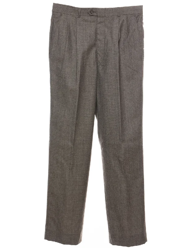 Classic Grey Pleated Trousers - W33 L32