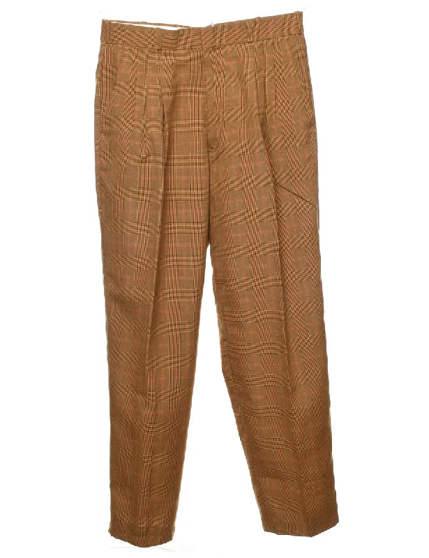 Checked Brown Tailored Trousers - W30 L29