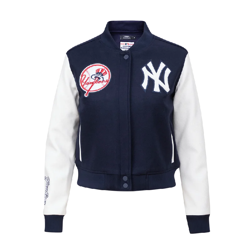 MLB NEW YORK YANKEES CLASSIC WOOL WOMEN'S VARSITY JACKET (MIDNIGHT NAVY/WHITE)