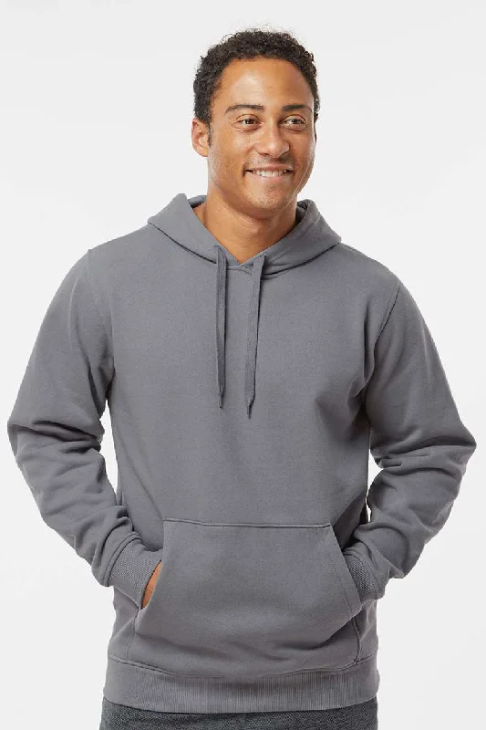 Augusta Sportswear Mens Fleece Hooded Sweatshirt Hoodie w/ Pouch Pocket - Graphite Grey - Closeout