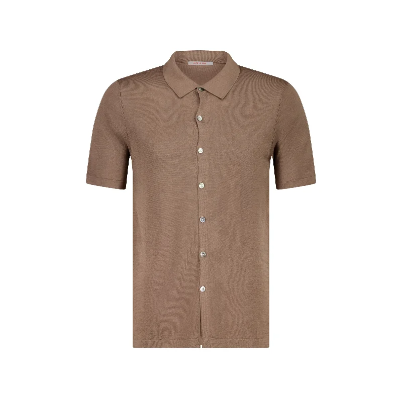 MCKINNON Button Down Silk Shirt BROWN