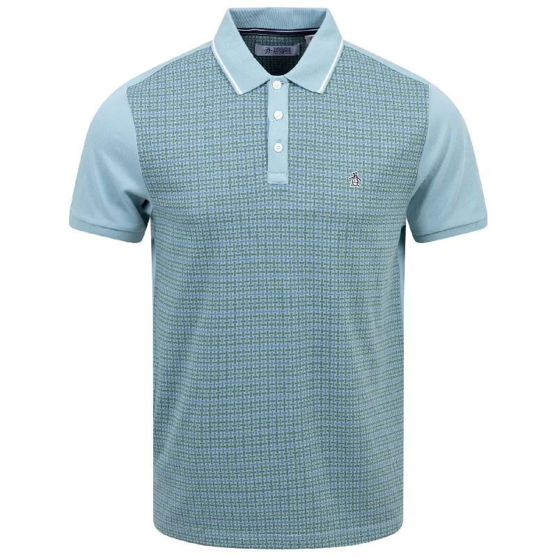 Basketweave Cotton Jacquard Polo Tourmaline Blue - SS24