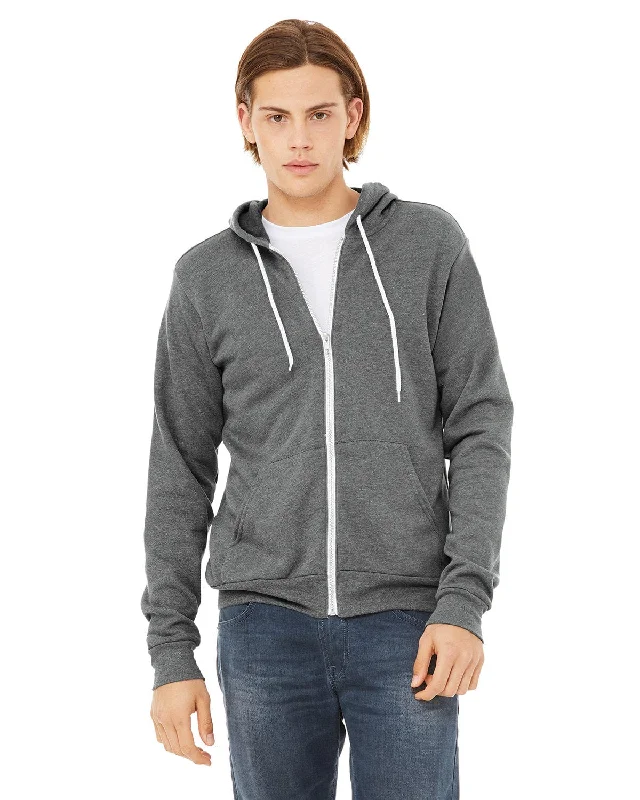 Bella+Canvas Unisex Poly-Cotton Fleece Full-Zip Hoodie | Deep Heather