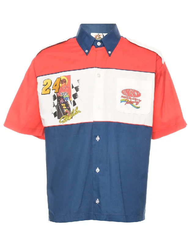 Colour Block Y2K Racing Shirt - L