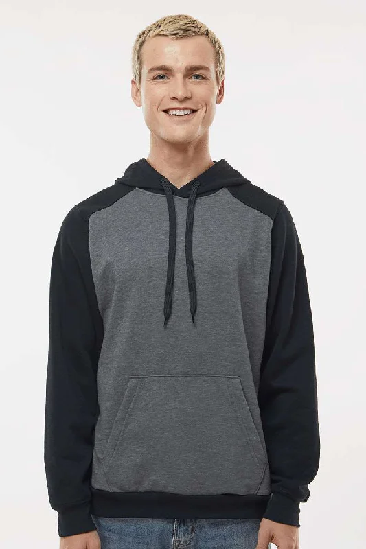 Augusta Sportswear Mens Eco Revive 3 Season Fleece Hooded Sweatshirt Hoodie w/ Pouch Pocket - Heather Carbon Grey/Black