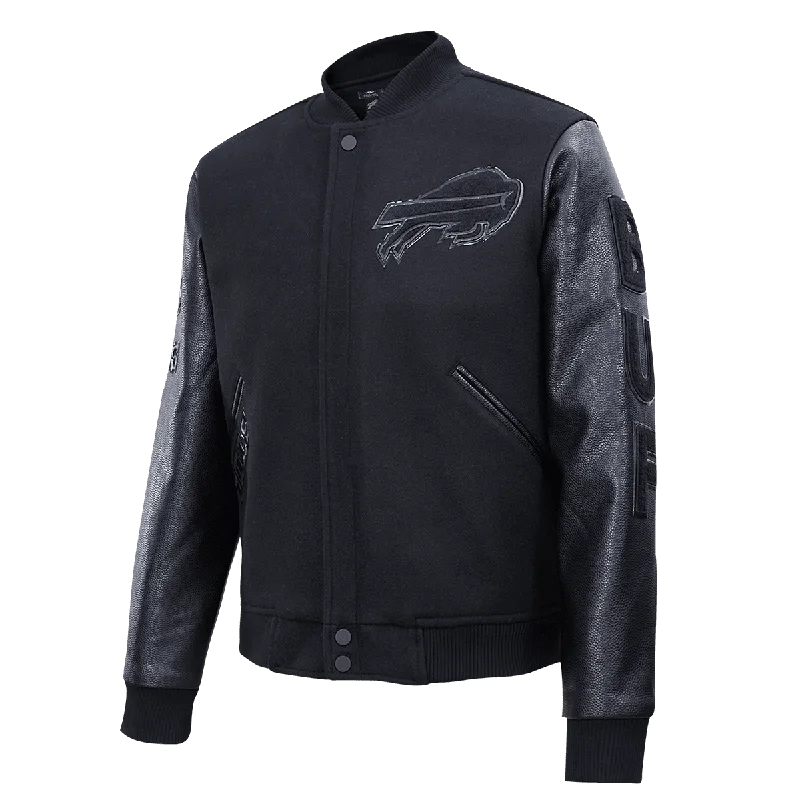 NFL BUFFALO BILLS TRIPLE BLACK LOGO MEN'S VARSITY JACKET (TRIPLE BLACK)