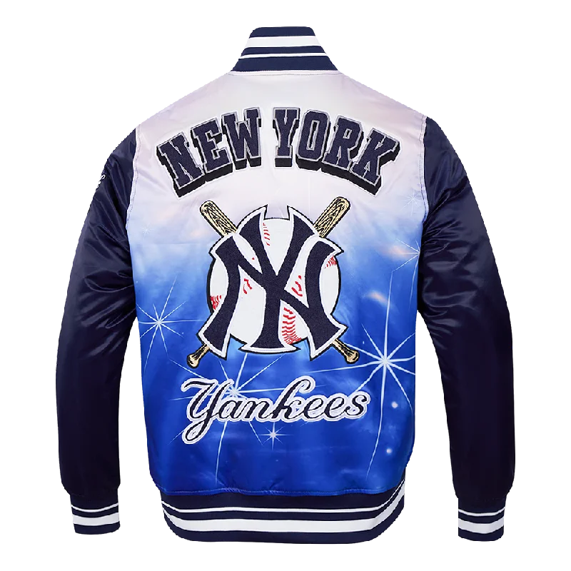 MLB NEW YORK YANKEES SUBLIMATED MEN'S SATIN JACKET-MIDNIGHT SKY (MIDNIGHT NAVY)