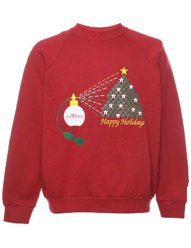 Christmas Tree Design Sweatshirt - L