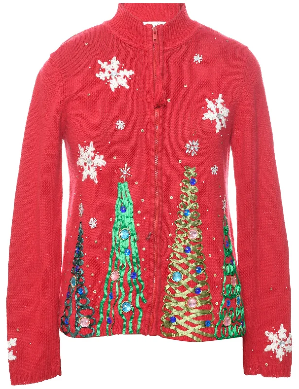 Christmas Tree Design Cardigan - S