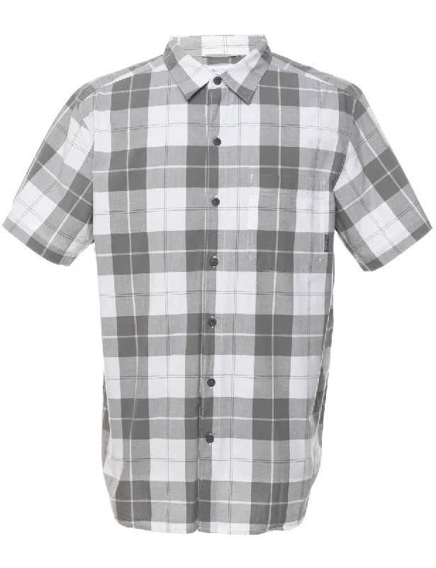 Columbia White & Light Grey Checked Shirt - L