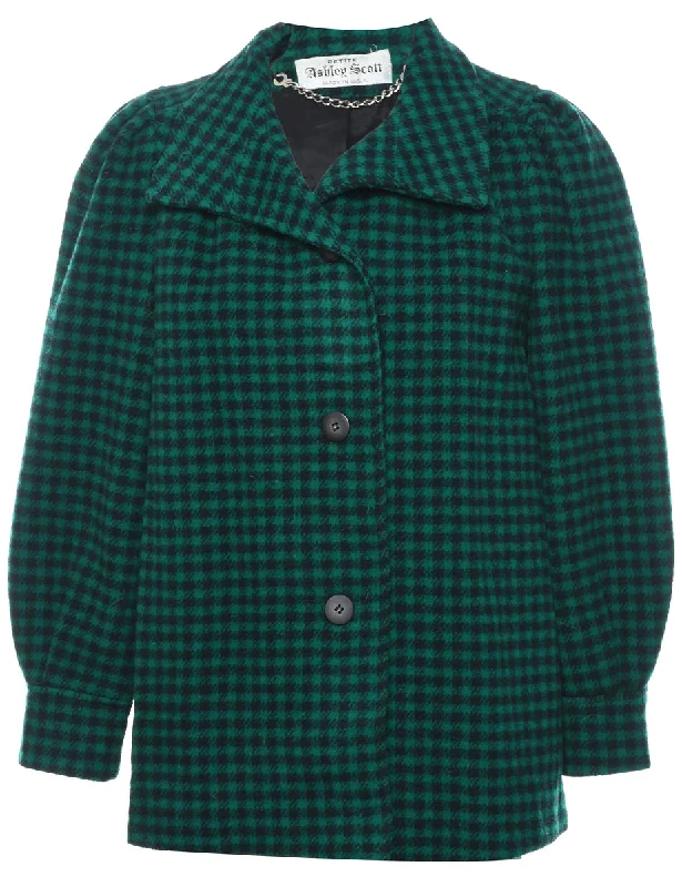 Checked Wool Coat - M