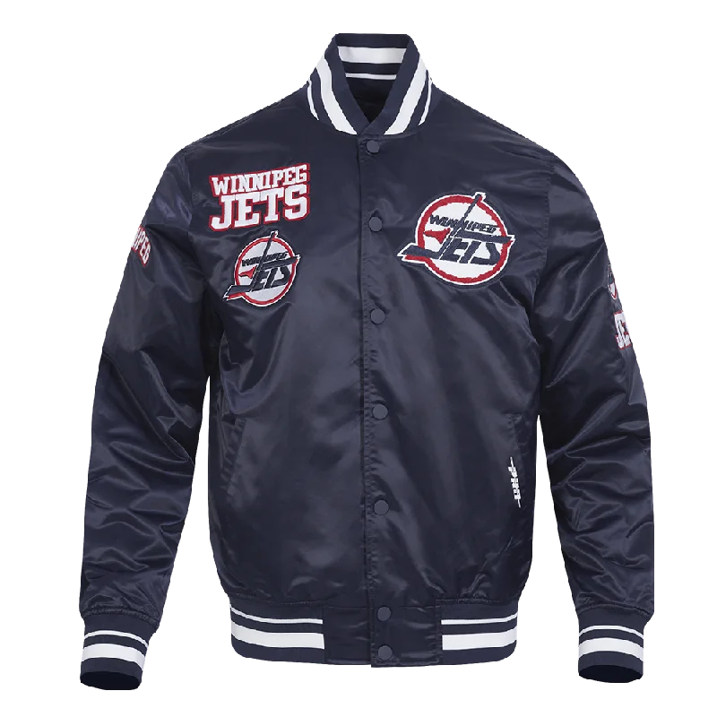 NHL WINNIPEG JETS RETRO CLASSIC MEN'S RIB SATIN JACKET (MIDNIGHT NAVY)