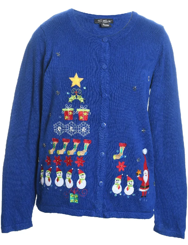 Christmas Tree Print Cardigan - M