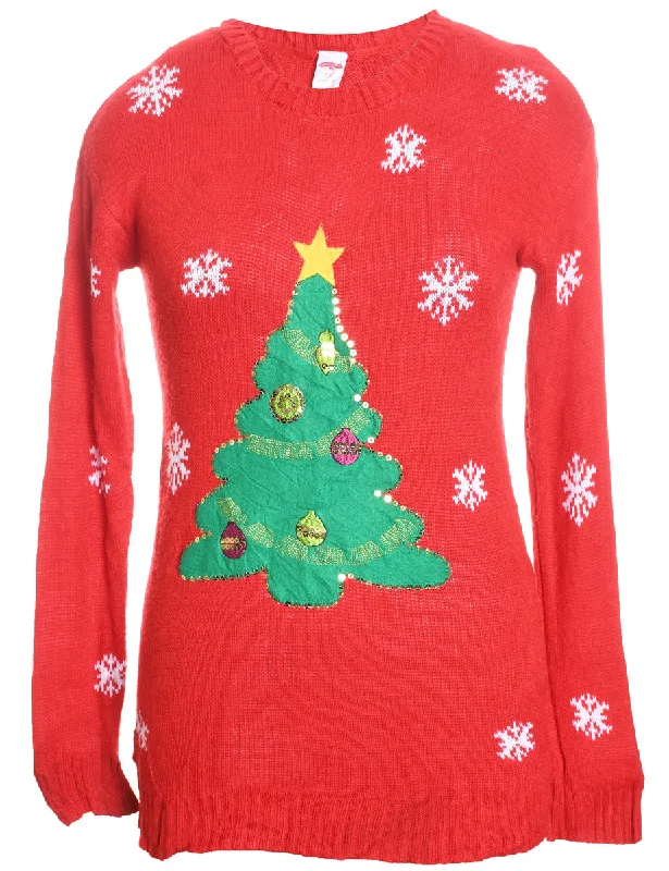 Christmas Tree Print Jumper - S