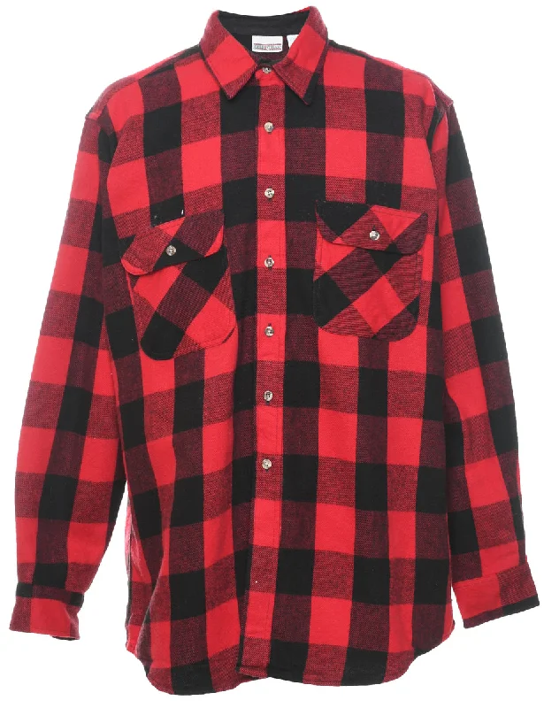 Classic Black & Red Checked Shirt - XL