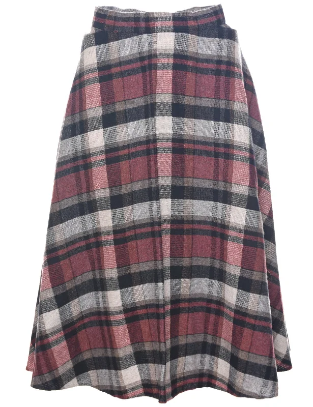 Checked Flared Skirt - S