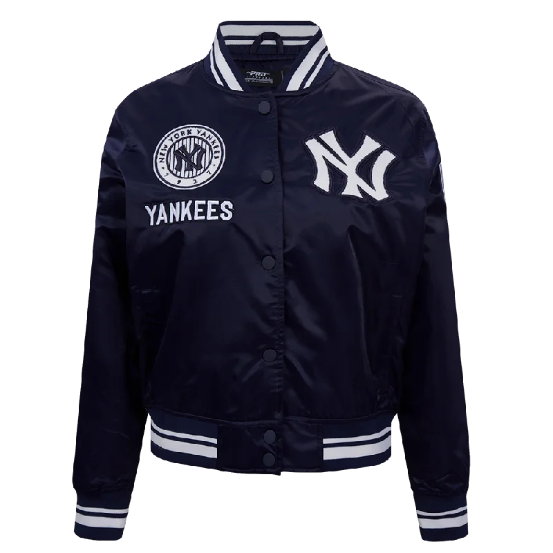 MLB NEW YORK YANKEES RETRO CLASSIC WOMEN'S RIB SATIN JACKET (MIDNIGHT NAVY)