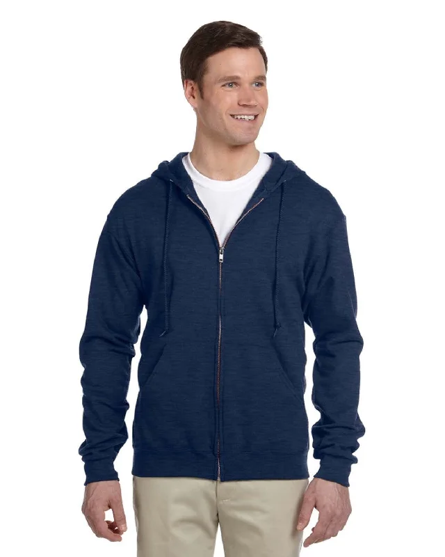 Jerzees Lightweight Full-Zip Hooded Sweatshirt | Vintage Hth Navy