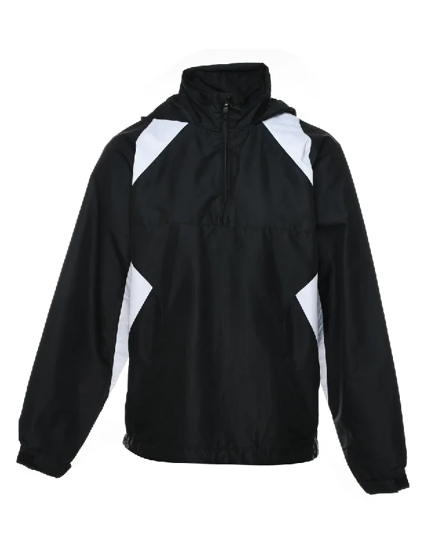 Champion Quarter-Zip Black & White Nylon Jacket - S