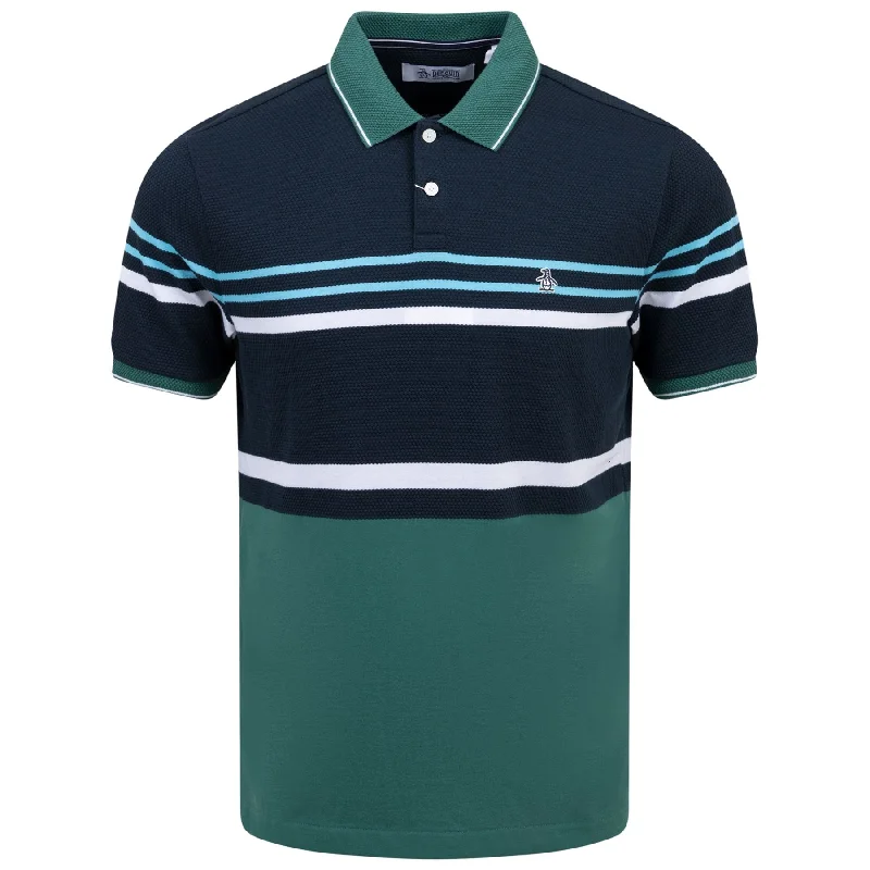 Honeycomb Jacquard Stripe Cotton Blend Polo Antique Green - SS24