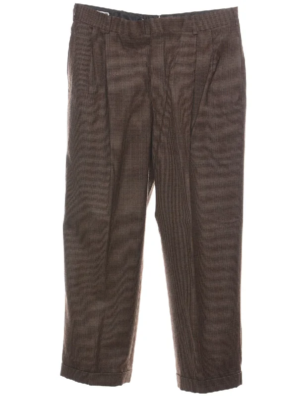 Checked Pattern Brown Classic Trousers - W33 L28