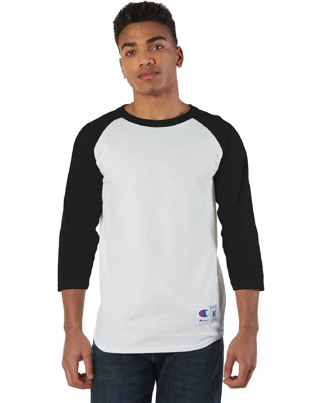 Champion Cotton Raglan Baseball Jersey | White/ Black