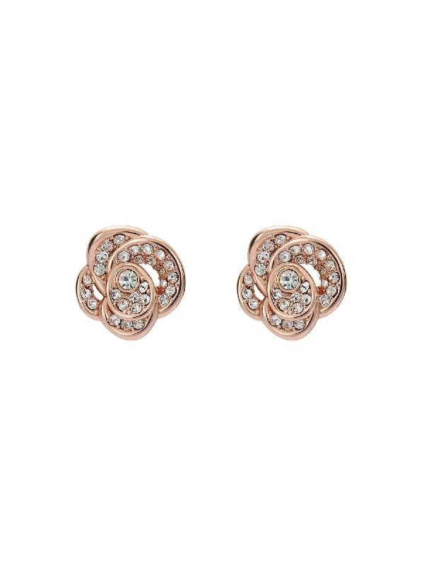 Florine Crystal Flower Stud Earrings Rosegd