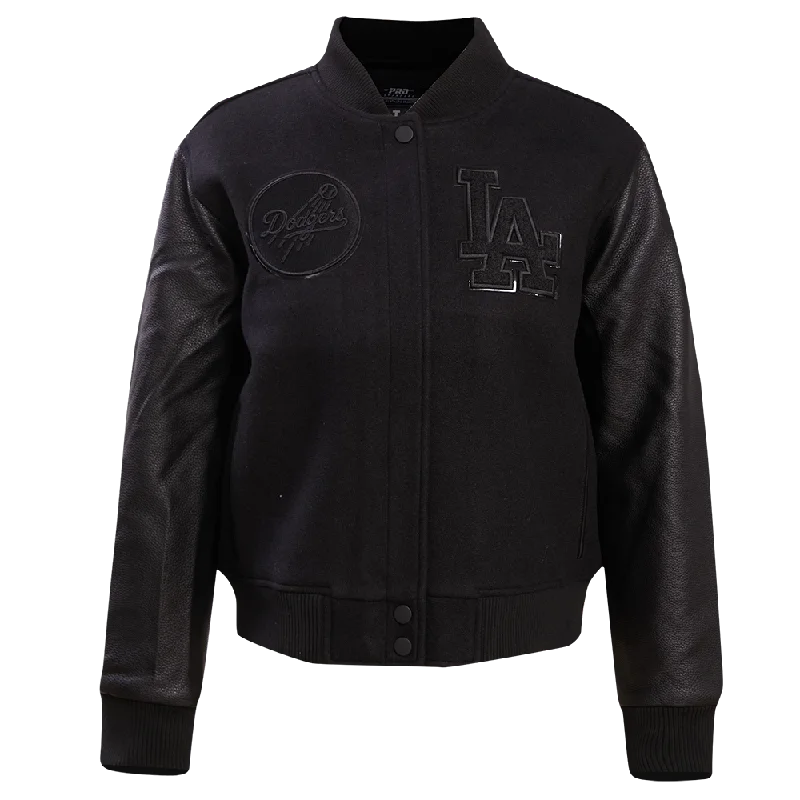 MLB LOS ANGELES DODGERS TRIPLE BLACK WOOL WOMEN'S VARSITY JACKET (TRIPLE BLACK)